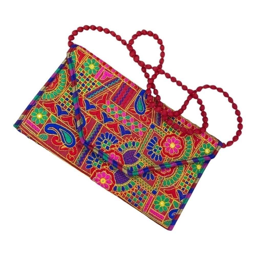 Rajasthani Jaipuri Art Sling Bag Foldover Clutch Purse